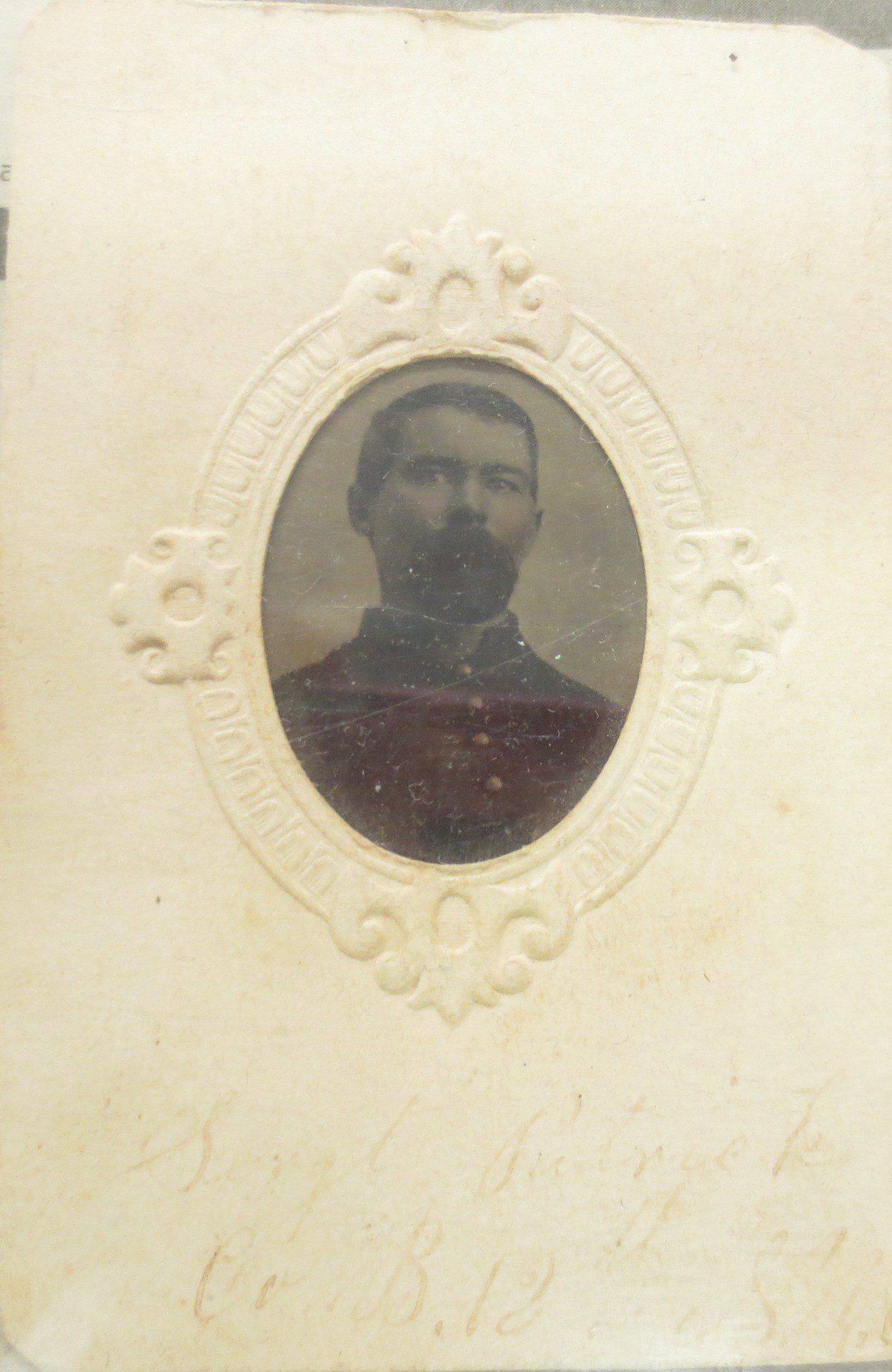 Blur picture of a man inside an oval frame