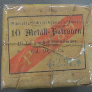 C28. 10mm rimfire, package of 10, Metall-Patronen, dated 1891