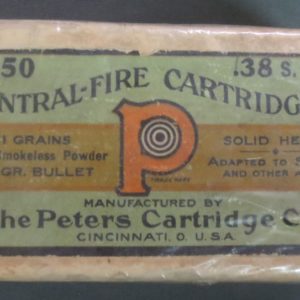 C36. .38 Smith and Wesson centerfire, box of 20 (originally held 50), Peters Cartridge Company