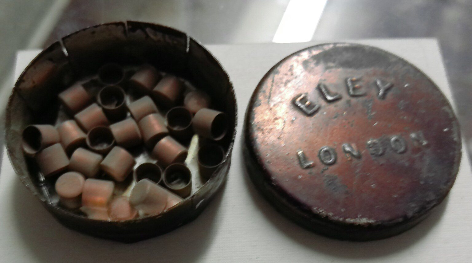 Original Civil War japanned tin of Eley pistol percussion caps