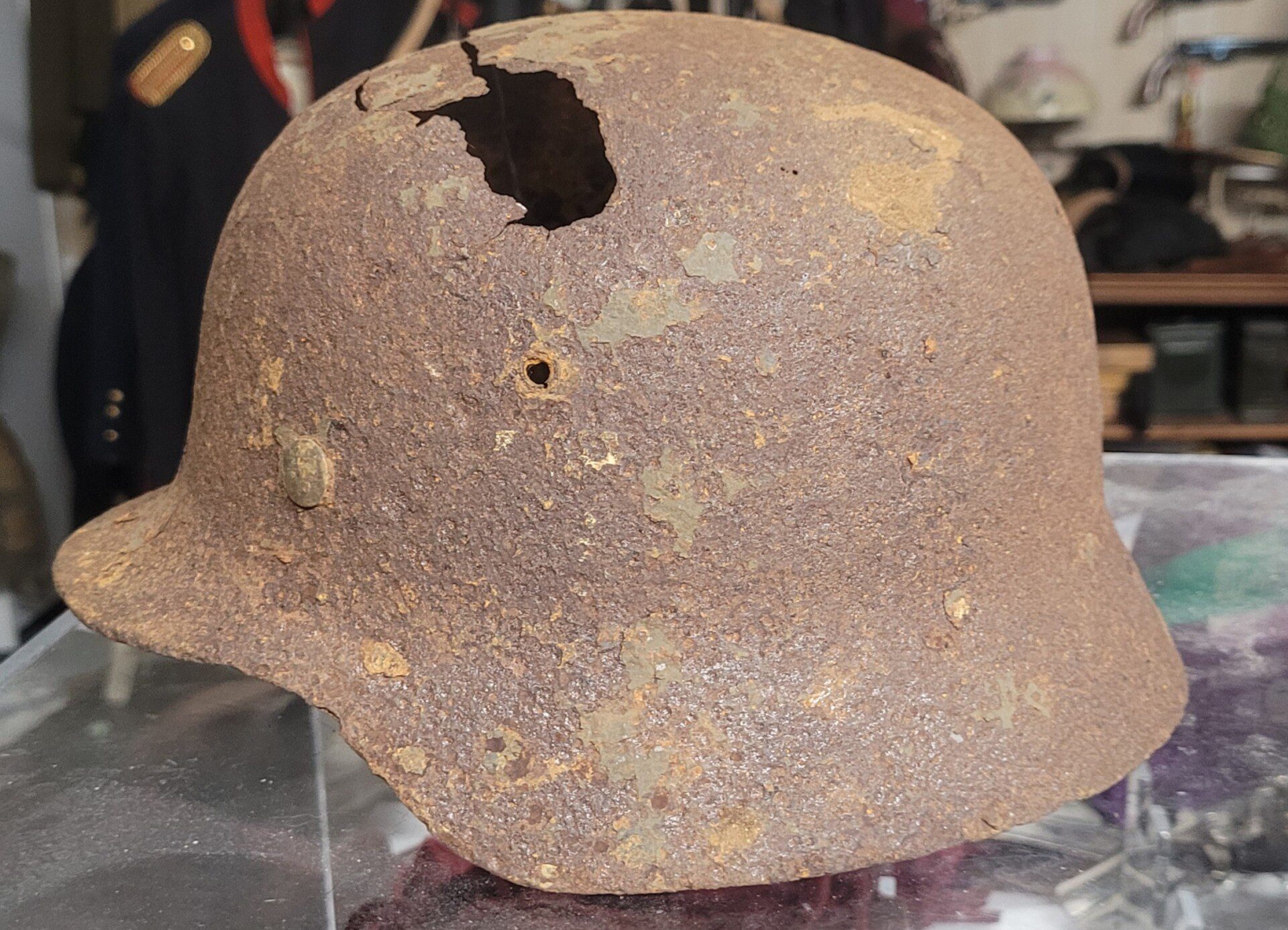 WWII Nazi German Army relic helmet, Battle of the Bulge area ...