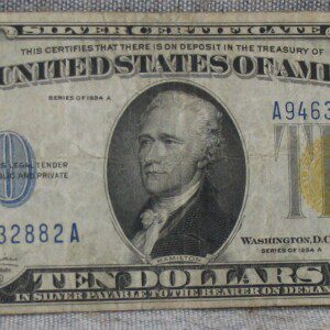 RARE US Silver Certificate $10 note, yellow seal, Series of 1934 A, North Africa – Sicily related