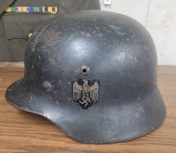 RARE German WW2 early Kriegsmarine Double Decal combat helmet