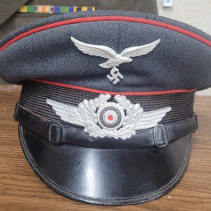 Fine WW2 German Luftwaffe Flak Artillery visor cap, local veteran war trophy