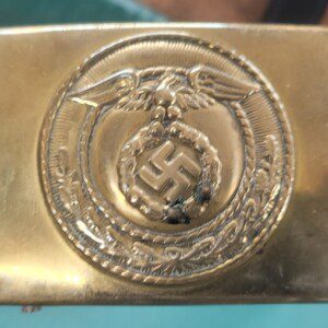 Fine German WWII SA belt with sword hangers and near mint buckle