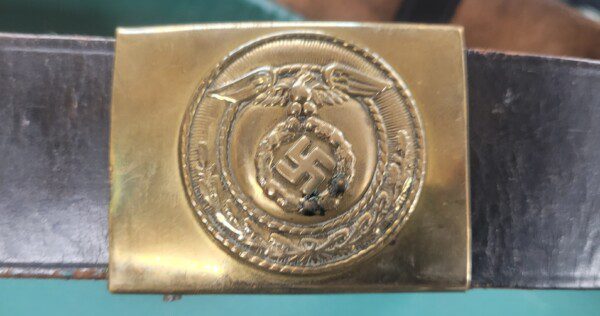 Fine German WWII SA belt with sword hangers and near mint buckle