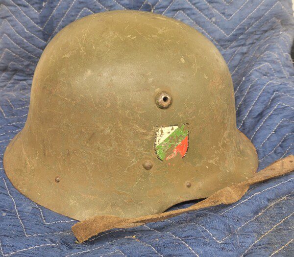 Exceptional WWII Bulgarian Model 1936 (M36) Nazi style helmet, full liner and decal