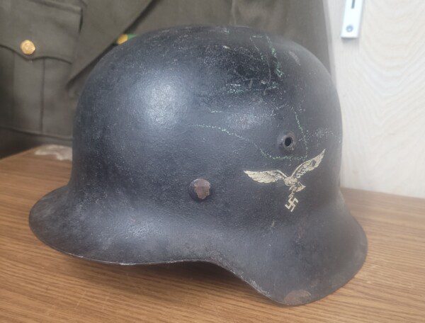 German WWII Luftwaffe (Air Force) ground force combat helmet with original liner