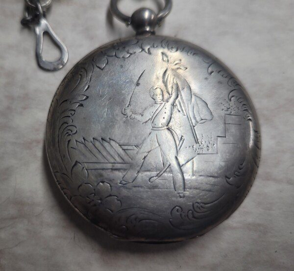 Rare Civil War “Zouave” watch and case with original chain
