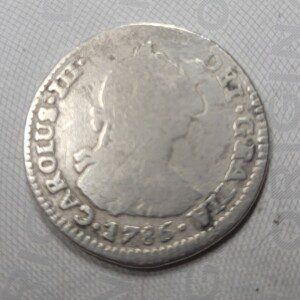 Colonial Rev War era 1786 dated silver Reale coin found Fredericksburg Virginia