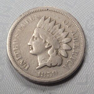 RARE US Indian Head penny dated 1859 found in a Civil War Confederate camp at Fredericksburg, Virginia