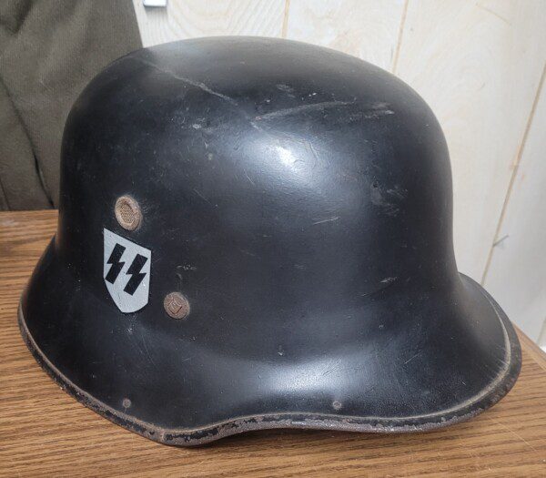 RARE M33 German “Vulcanfibre” SS helmet brought back by a US GI!
