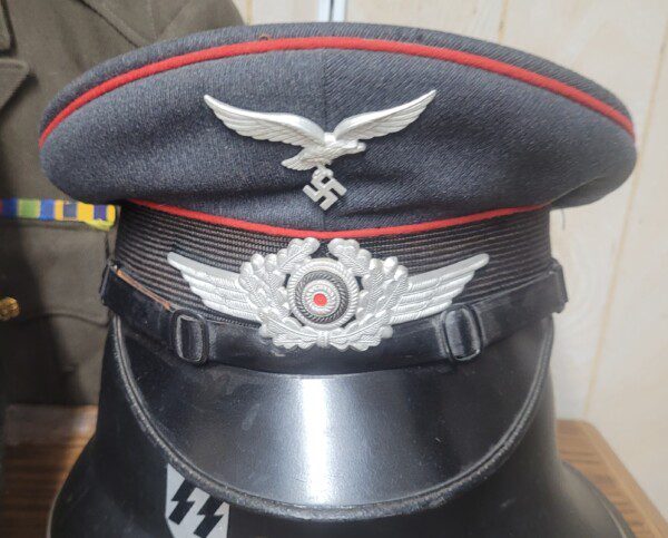 Excellent WWII German Luftwaffe (Air Force) visor cap artillery personnel, flak units, etc.