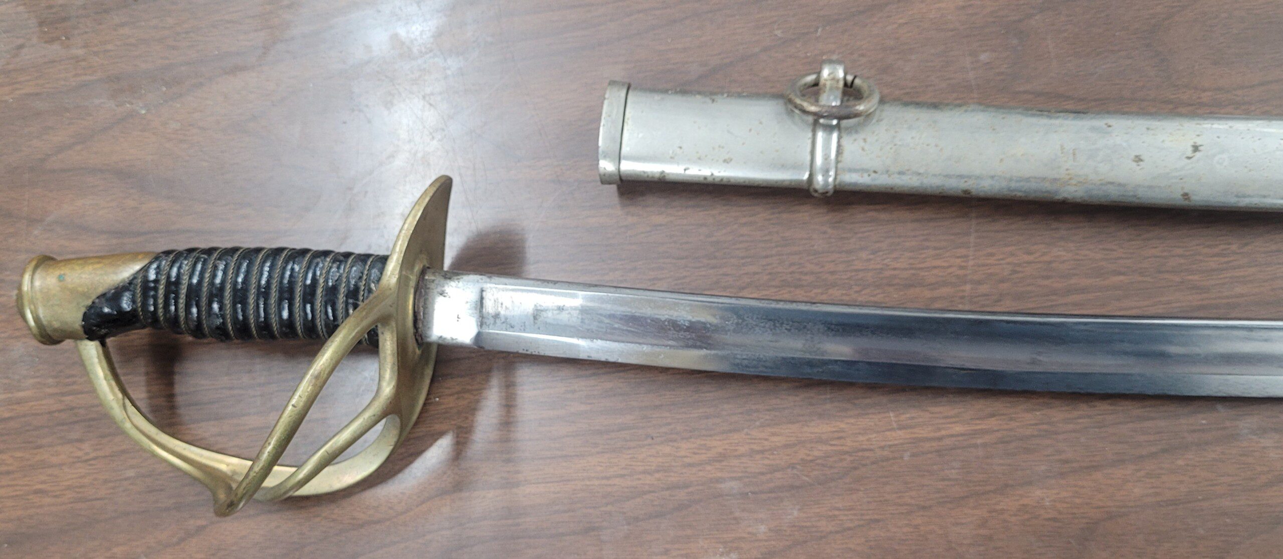 Civil War US Model 1860 Light Cavalry sword and scabbard, nice! - Image 4
