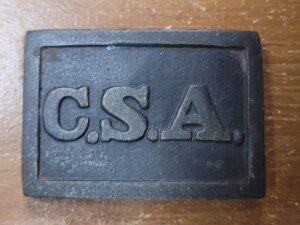 Fine Civil War Confederate rectangle CSA belt buckle, near MINT Atlanta style