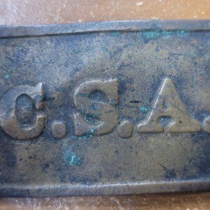 Exceptional Civil War Confederate CSA belt plate, Richmond Armory type, battle damaged!