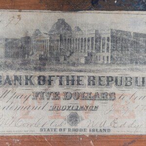 Antebellum Providence Rhode Island $5 bill Bank of the Republic