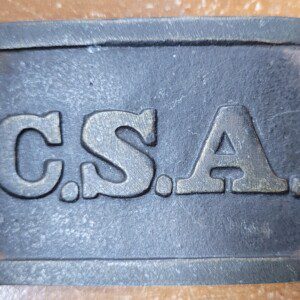 Fine Civil War Confederate rectangle CSA belt buckle, near MINT "Small" Atlanta style