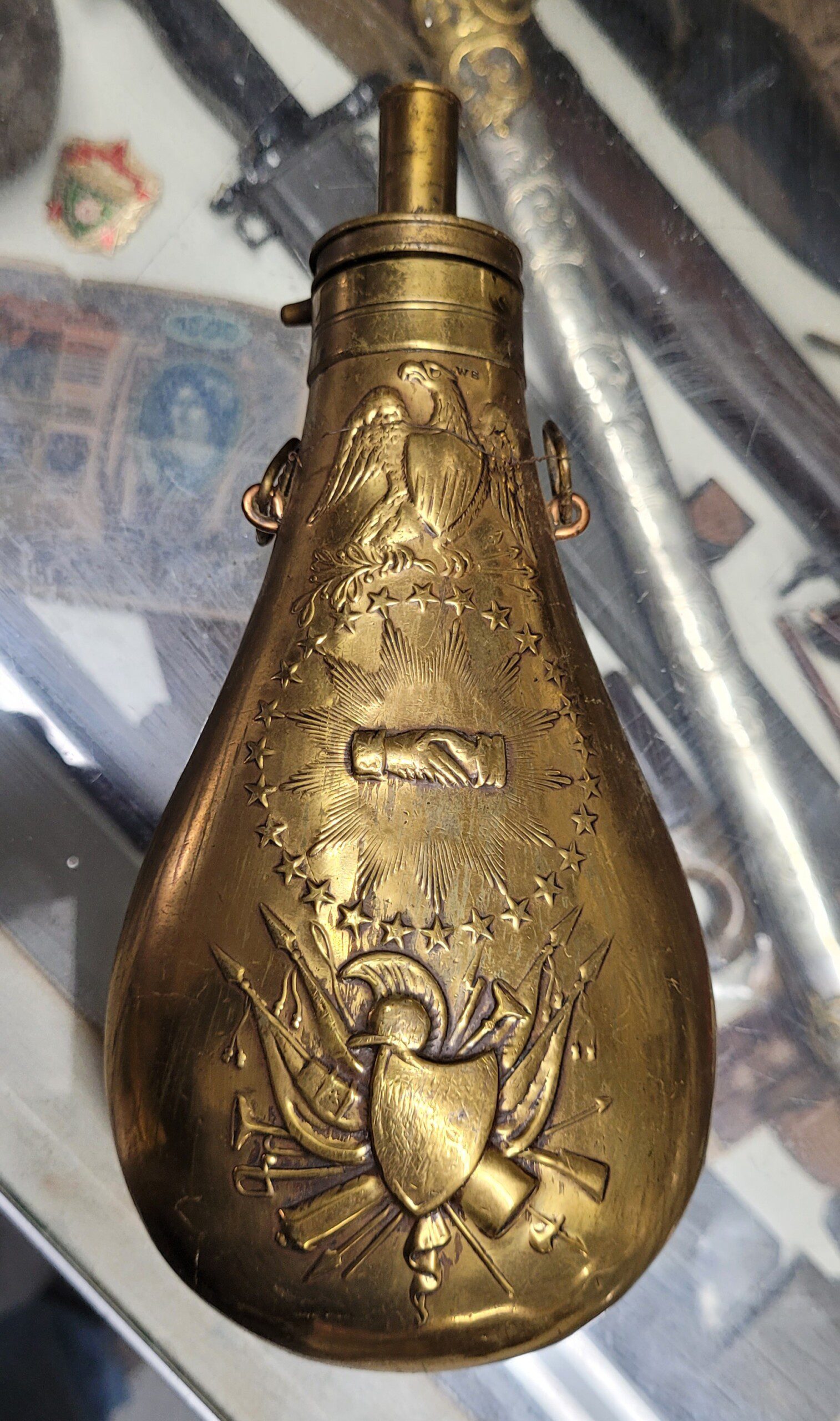 RARE Antebellum N.P. Ames "Peace" Flask dated 1838 - Image 2