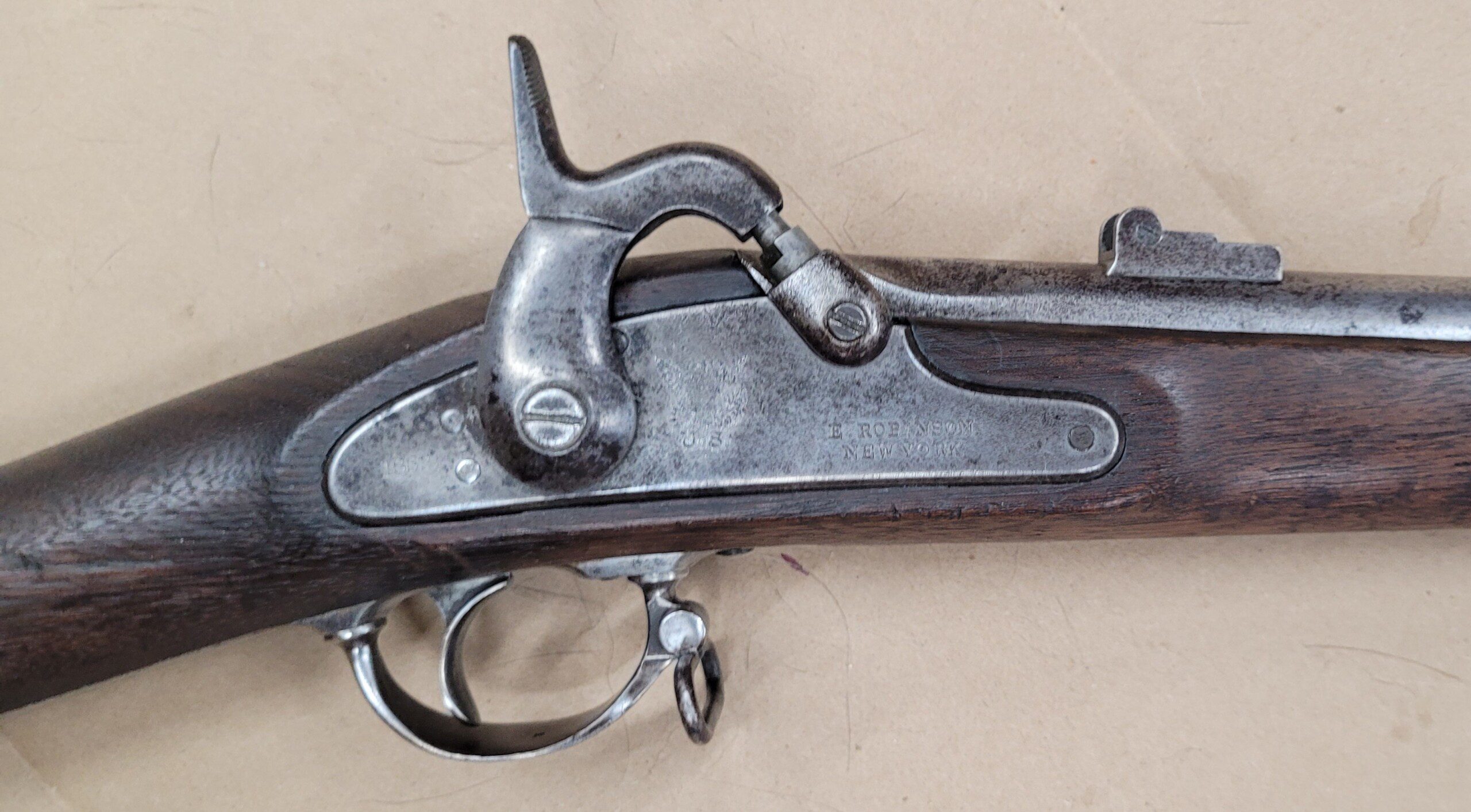 Exceptional and scarce M1861 rifle musket by E. Robinson, New York, 1863