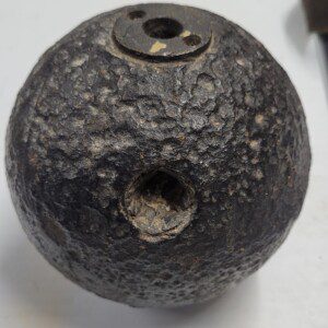 Scarce Confederate Civil War side loader 12 pound artillery shell, case shot, Seven Pines, Virginia